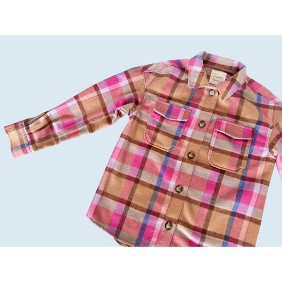 AVEC LES FILLES Anthropologie Plaid Flannel Shirt Jacket Shacket Sz S NWT - Picture 4 of 8